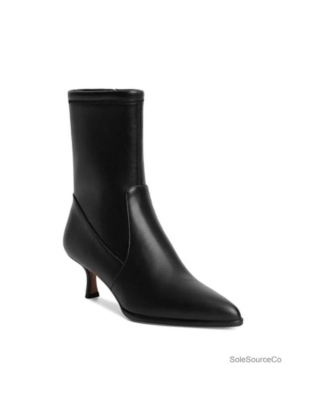 Pointed Toe Kitten Heel Ankle Boots Side Zipper Faux Leather Office